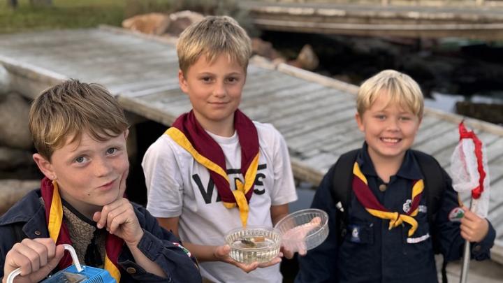 Minispejderne fisker